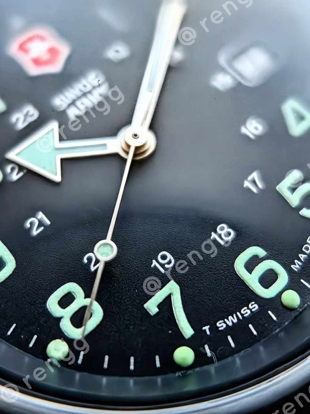 Renegade Victorinox Swiss Army Black  Green Accent Field Watch Sapphire 38mm